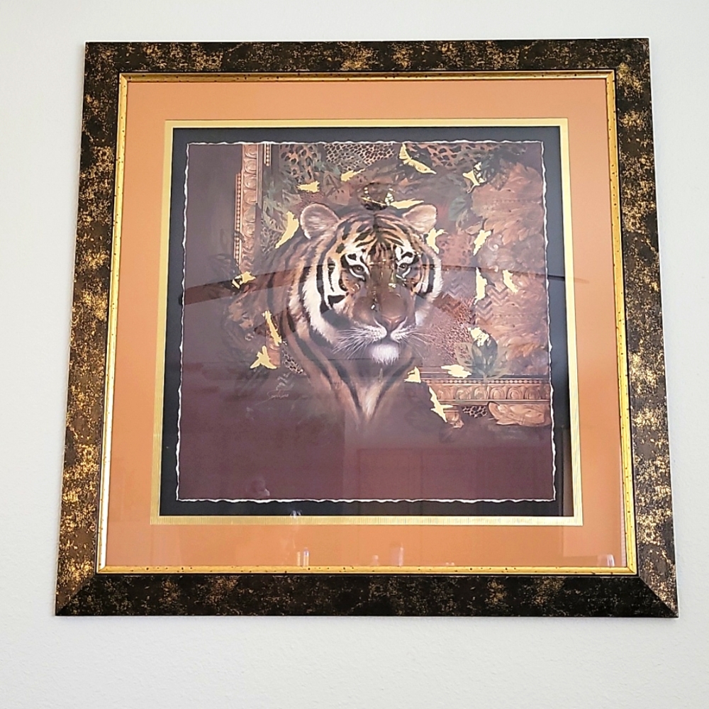 Framed tiger wall hanging